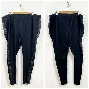 2/$30 2/$30 Catherine's 3X Plus Womens Black Pleather Trim Leggings